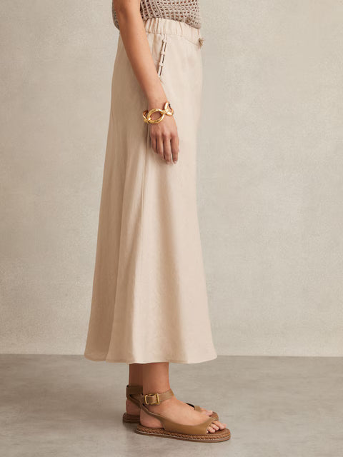ATHAR-Slip Midi Skirt in Neutral