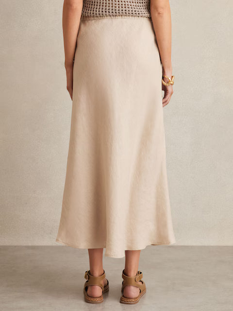ATHAR-Slip Midi Skirt in Neutral